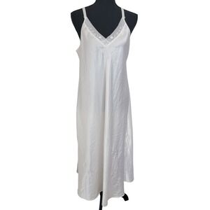 Oscar Dela Renta Pink Label White Slip Dress Long Maxi Length Large White Lace